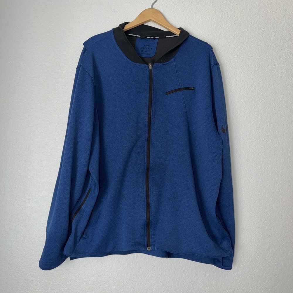 Men's Nike Dri-Fit Full Zip Basketball Blue Hoodie -Size 3XL Athletic